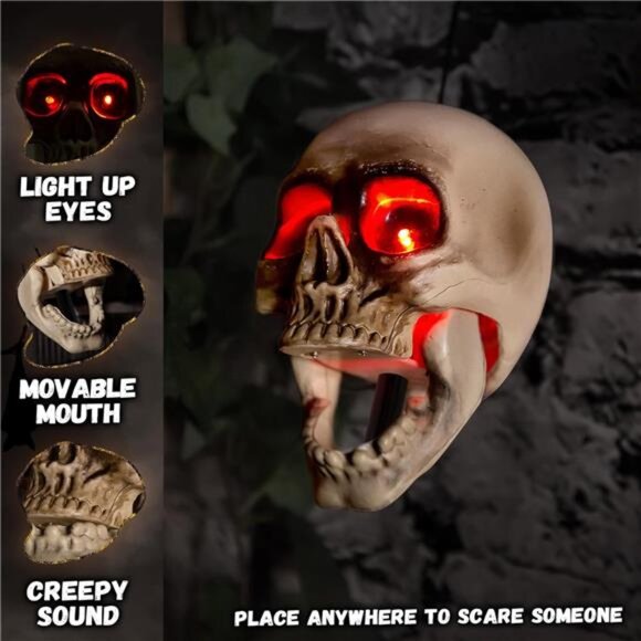 Halloween Animatronics Skull Stakes Pathway Markers, Hanging Animated - Picture 3 of 7